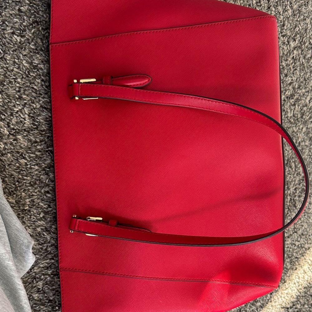 Large Michael Kors Bright Red Saffiano Leather Tote - Picture 3 of 7